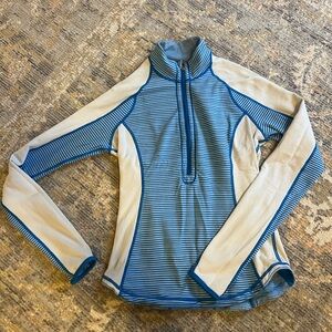 lululemon athletica Blue and White Long Sleeve Half-Zip Top